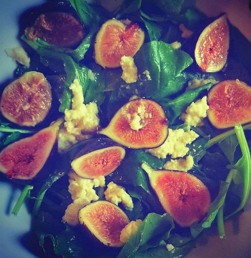 Fig & “Goat Cheese” Arugula Salad