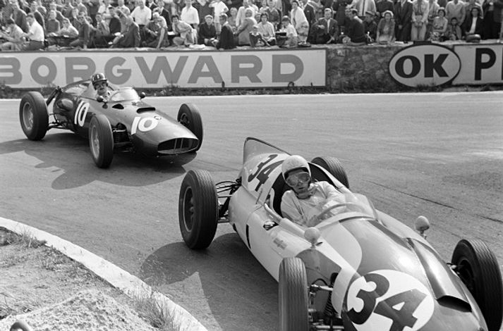Racing cars at the 1959 Dutch Grand Prix Zandvoort.