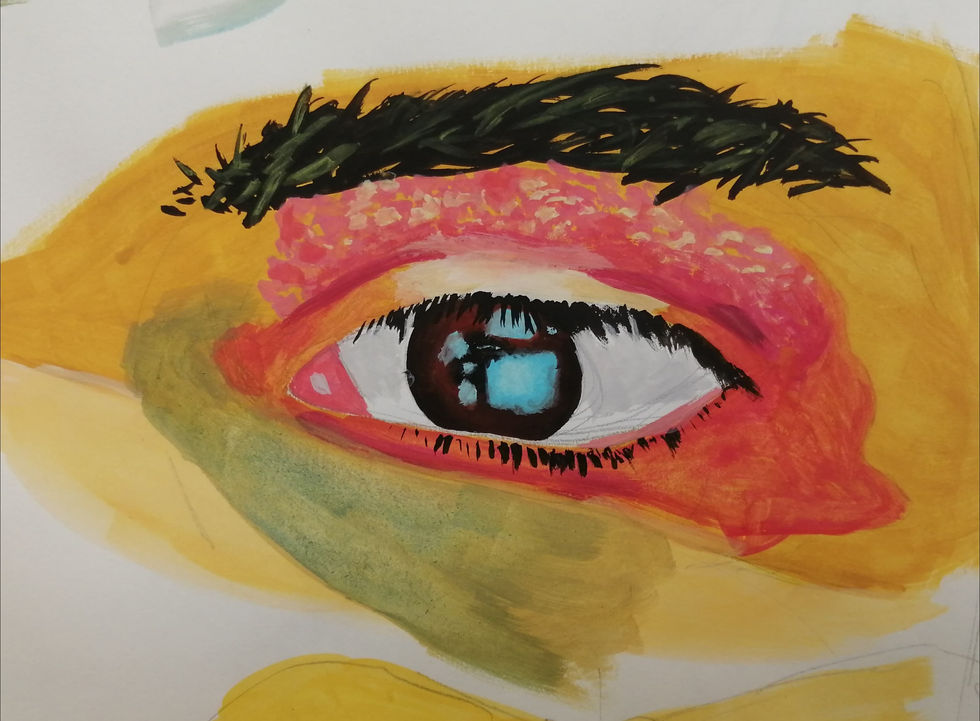 Self portrait/ study of my excimer with Gouache