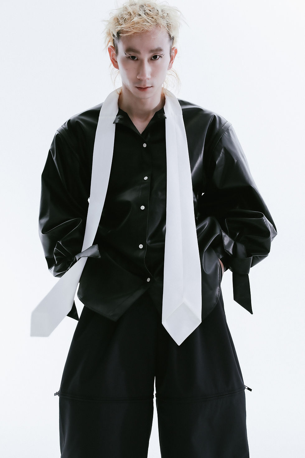 Thumbnail: VEGAN LEATHER  BIG TIE SHIRT
