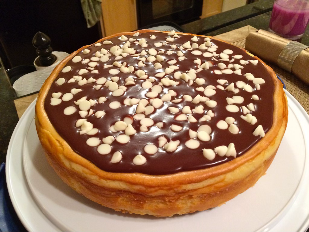 White Chocolate Cheesecake w/ Dark Chocolate Ganache