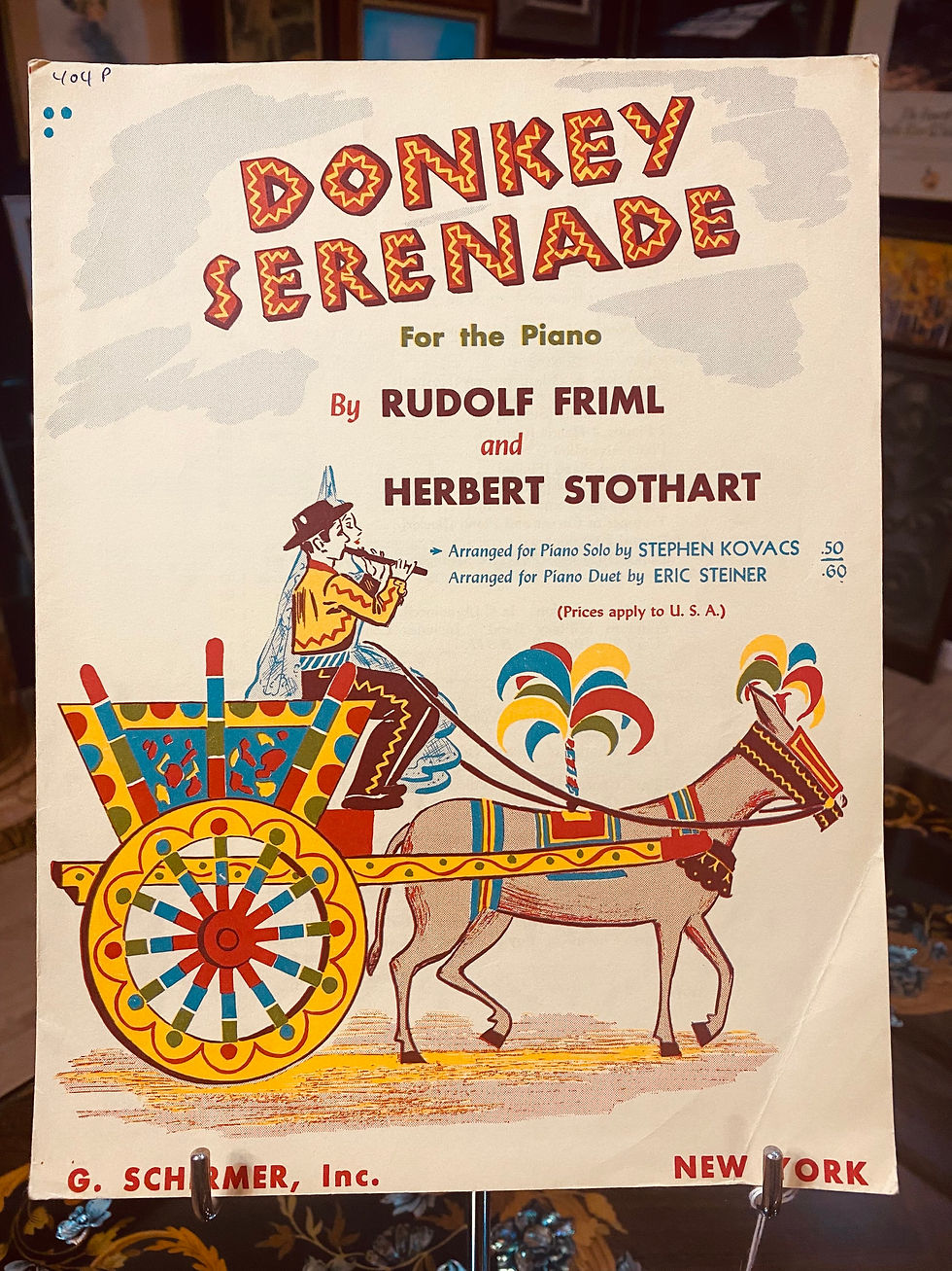 1944 Donkey Serenade for the piano sheet music by Rudolf Friml and Herbert Stoth
