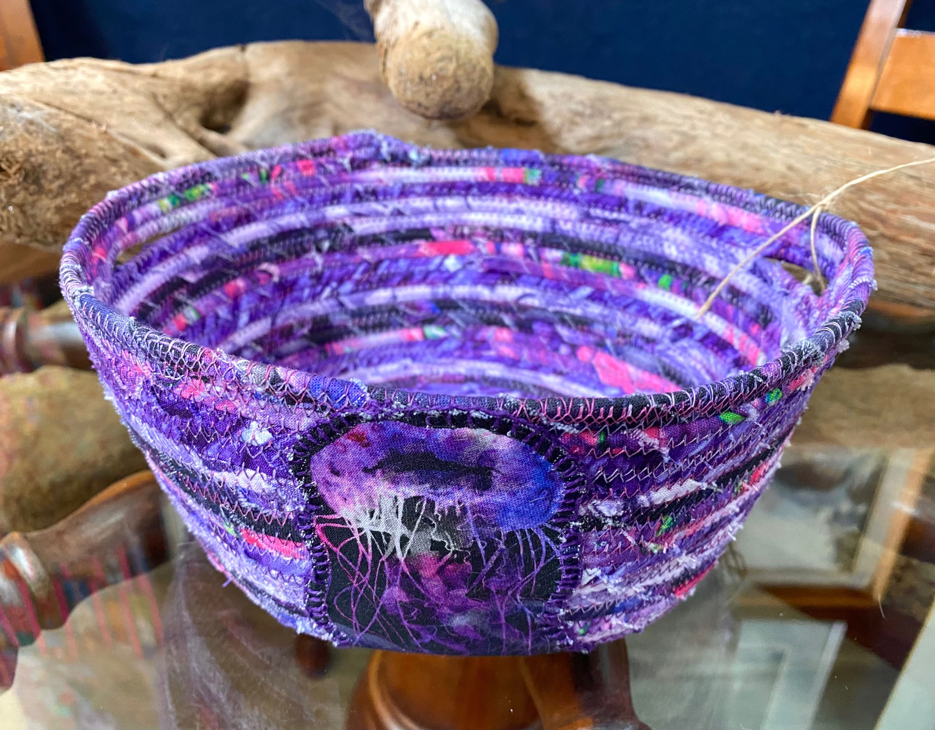 Purple Jellyfish 2 Handle Handmade Art Basket / Bowl would be a beautiful additi