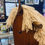 Thumbnail: Vintage Wood Rocking Horse w/ Cream Yarn Mane 29.50” length x 9” w x 25” tall  P