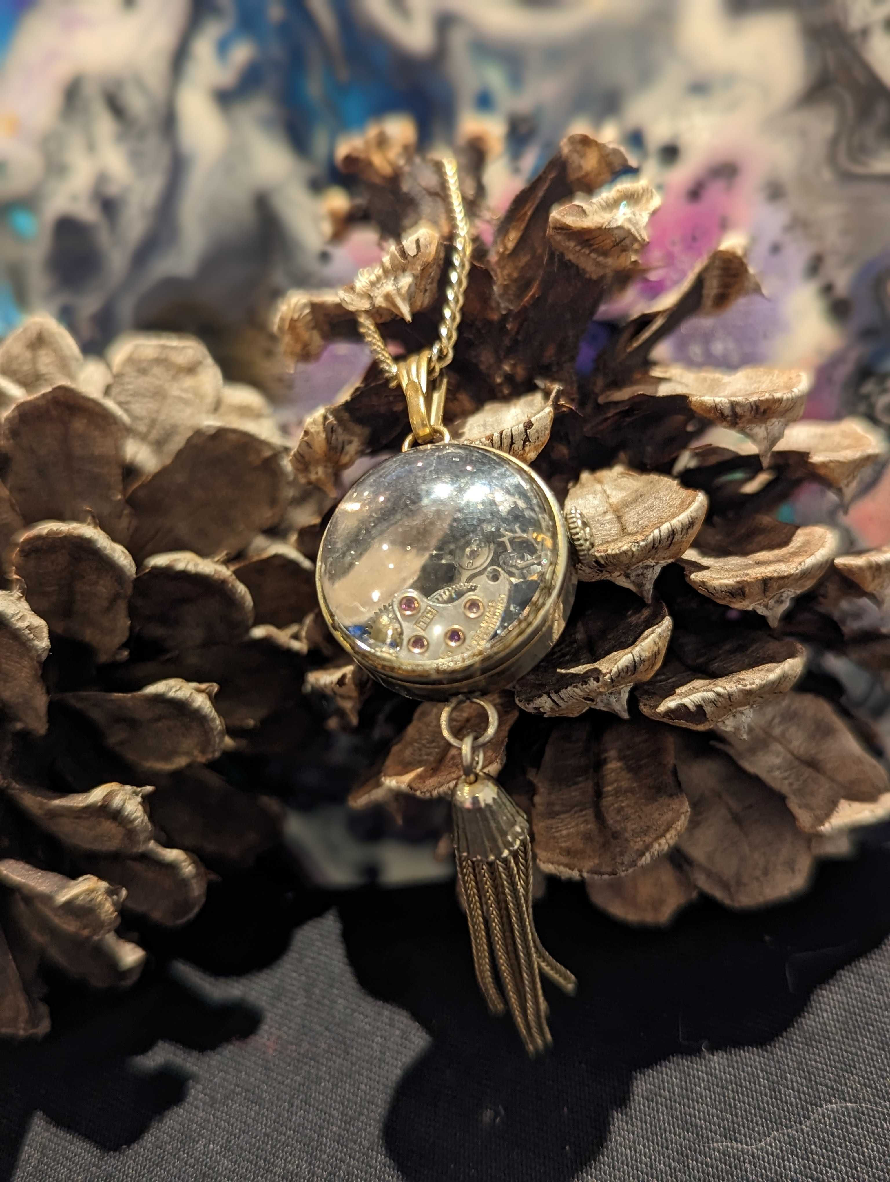 Steampunk style Crystal ball with Vintage Watch Pieces and Swarovski