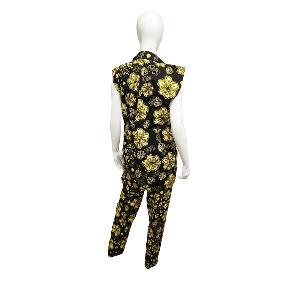 Thumbnail: Yellow and black  sleeveless Blazer