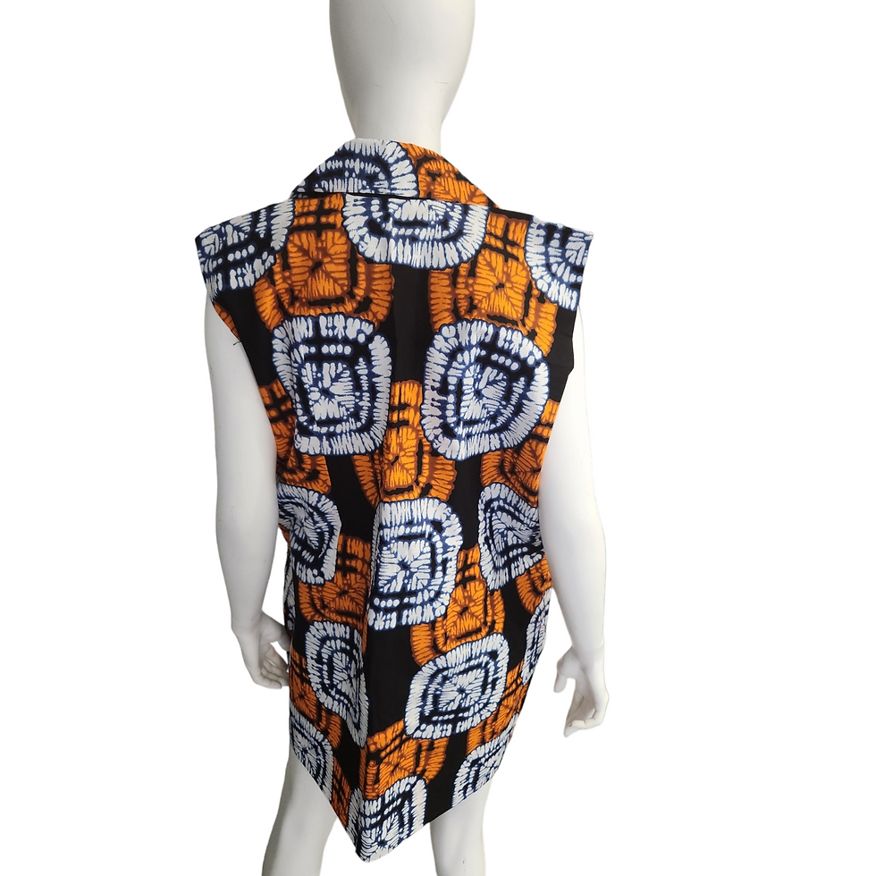 Thumbnail: White on Orange Multicoloured sleeveless Blazer