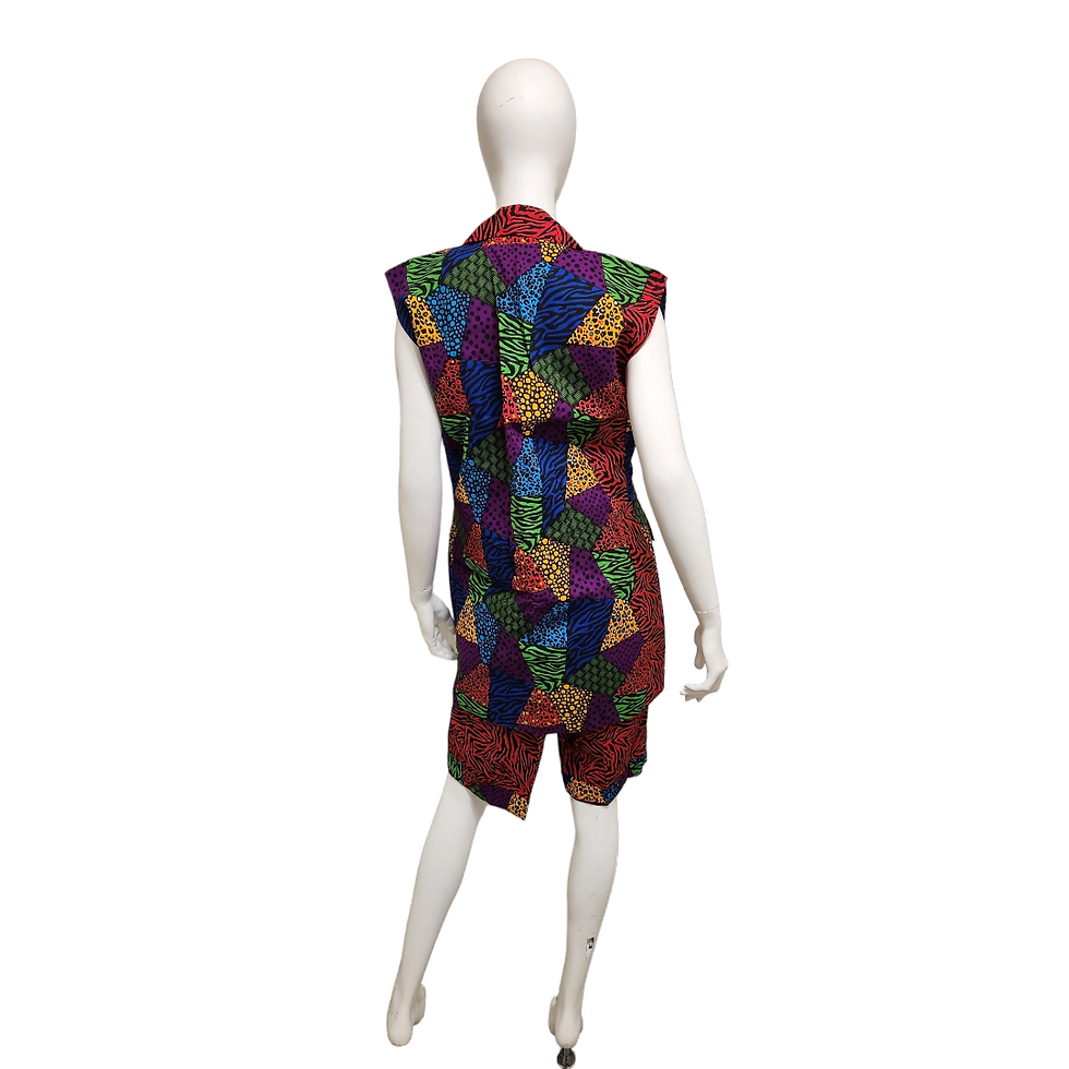 Thumbnail: Red multicoloured sleeveless Blazer set 
