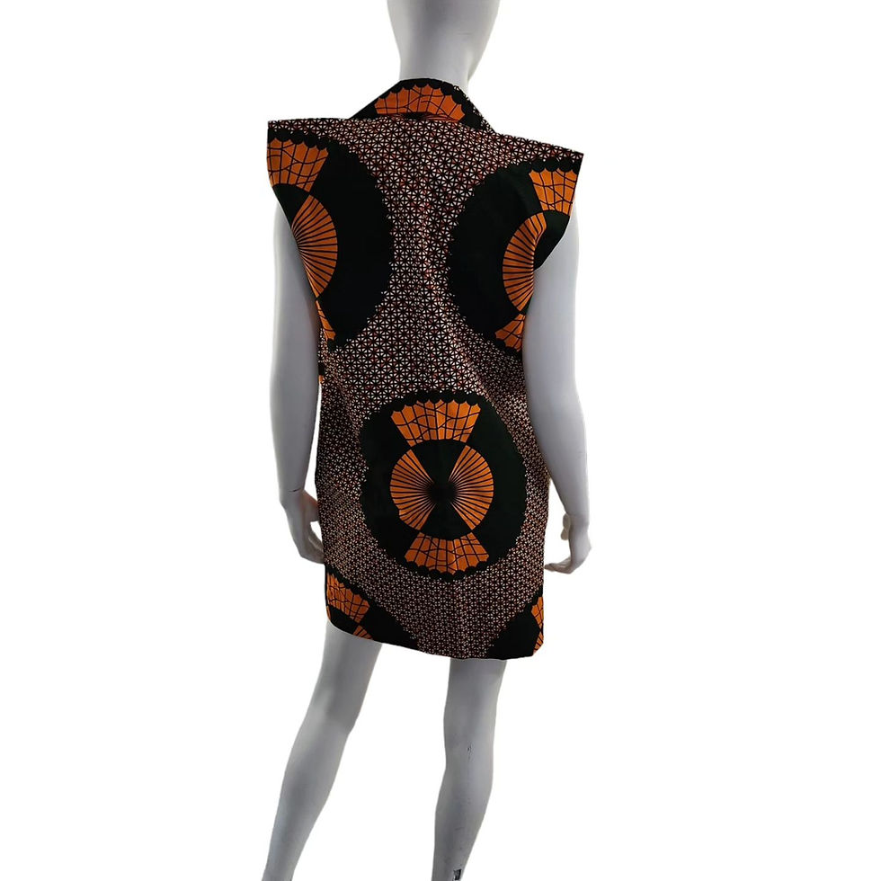 Thumbnail: Brown and Orange sleeveless Blazer