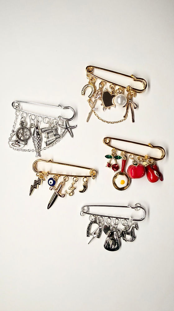 surprise charmed safety pin brooch | WOOD AND WOLFE