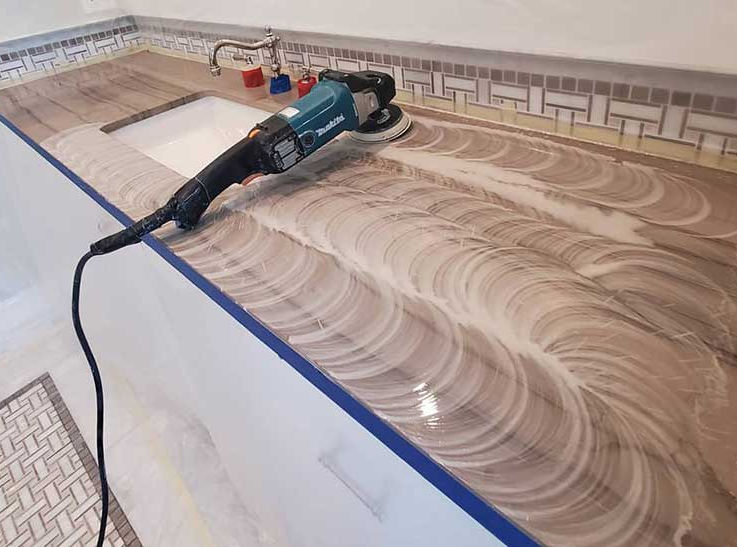 Travertine counter restoration