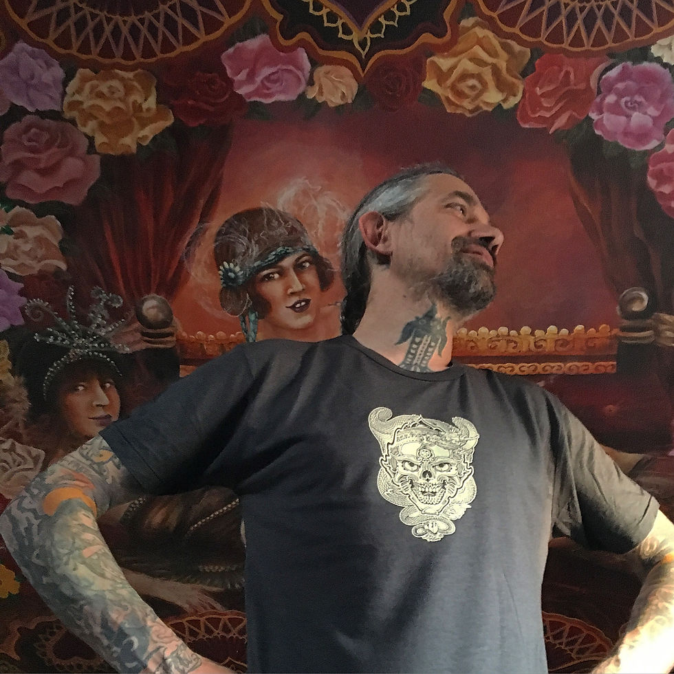 Filip in the Classic Skull & Dragon Tee