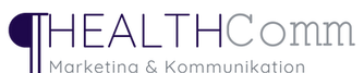 HEALTHComm Marketing & Kommunikation Logo in violett und grau