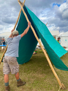 canvas canopy set-up backstage at Shambala festival