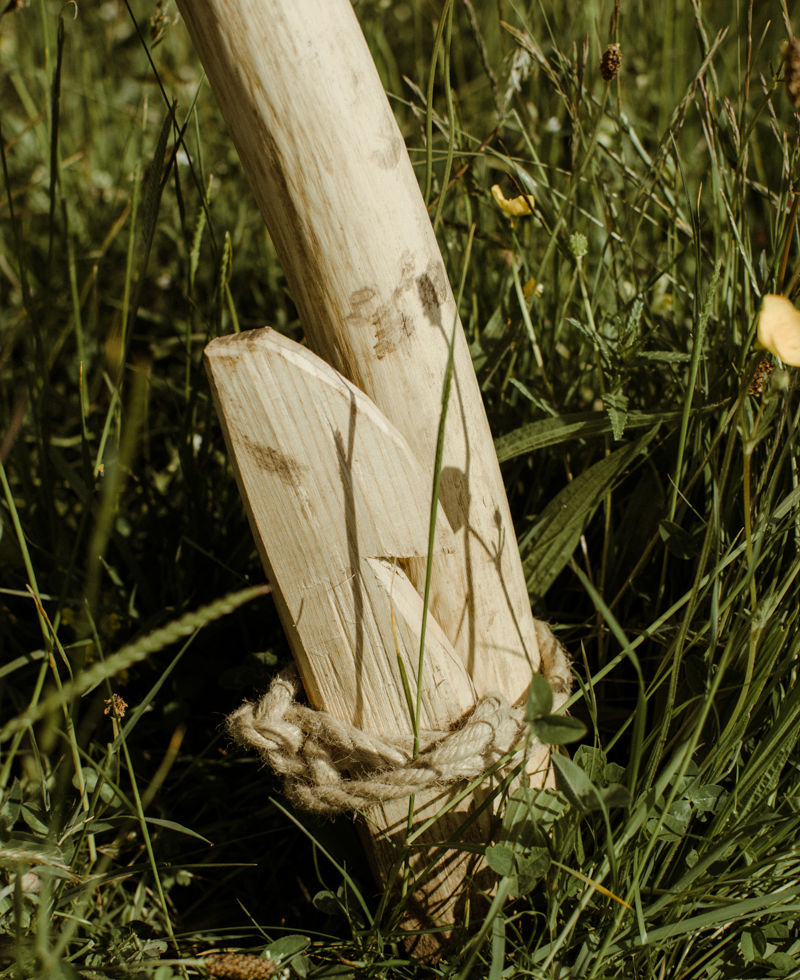 Canvas Awning wooden ground peg details