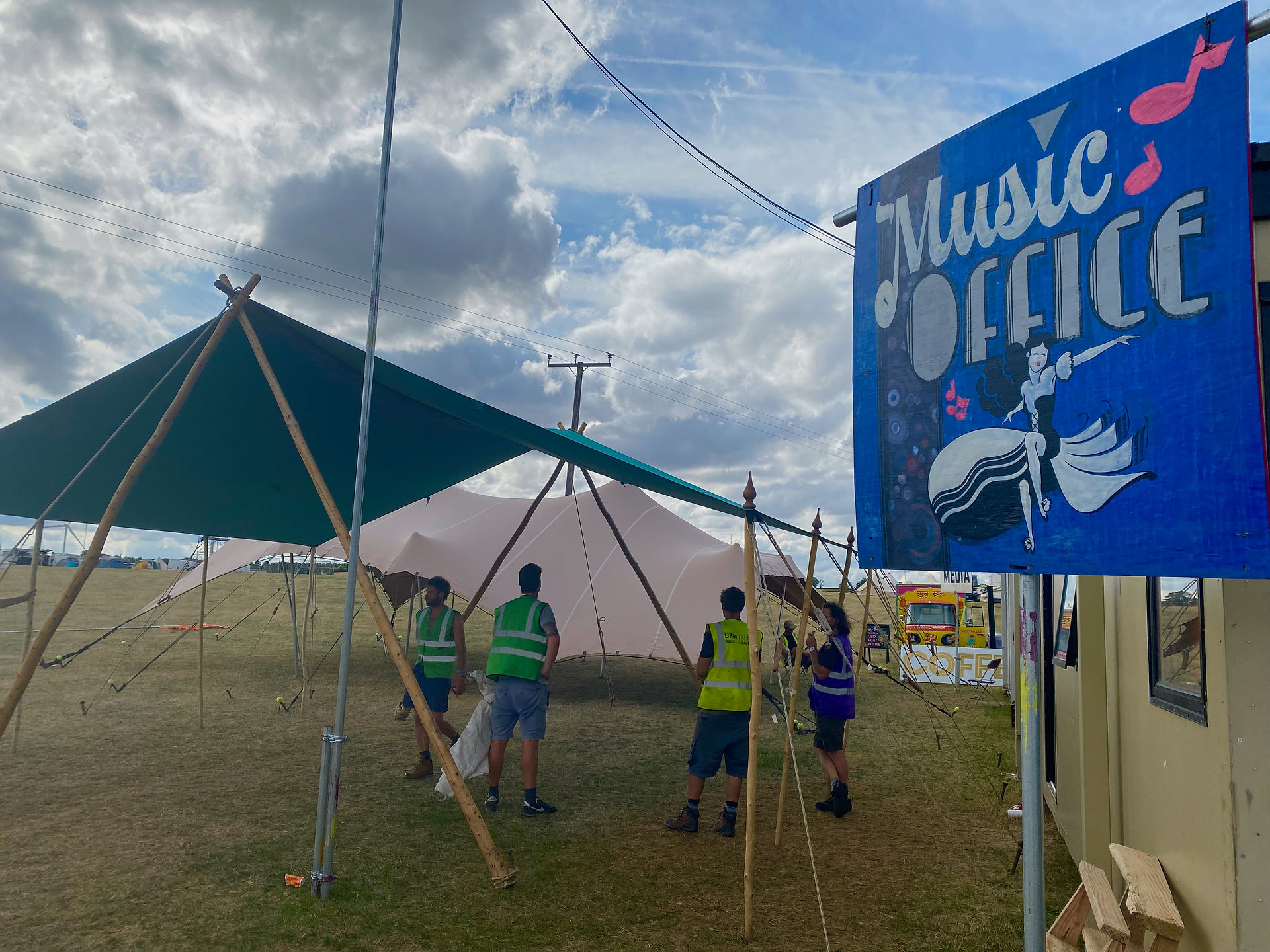 canvas canopy shelter for festival music production crew 