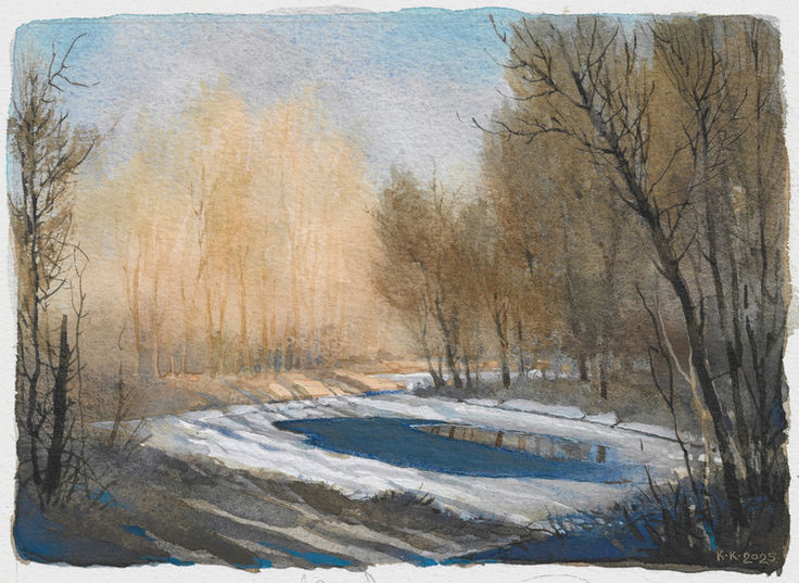 Konstantin Kalynovych – The Last Refuge of Winter_Watercolour