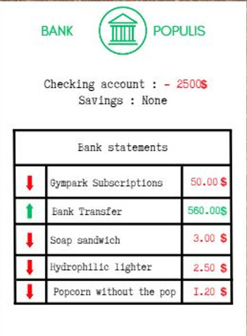 Bank statement prototype