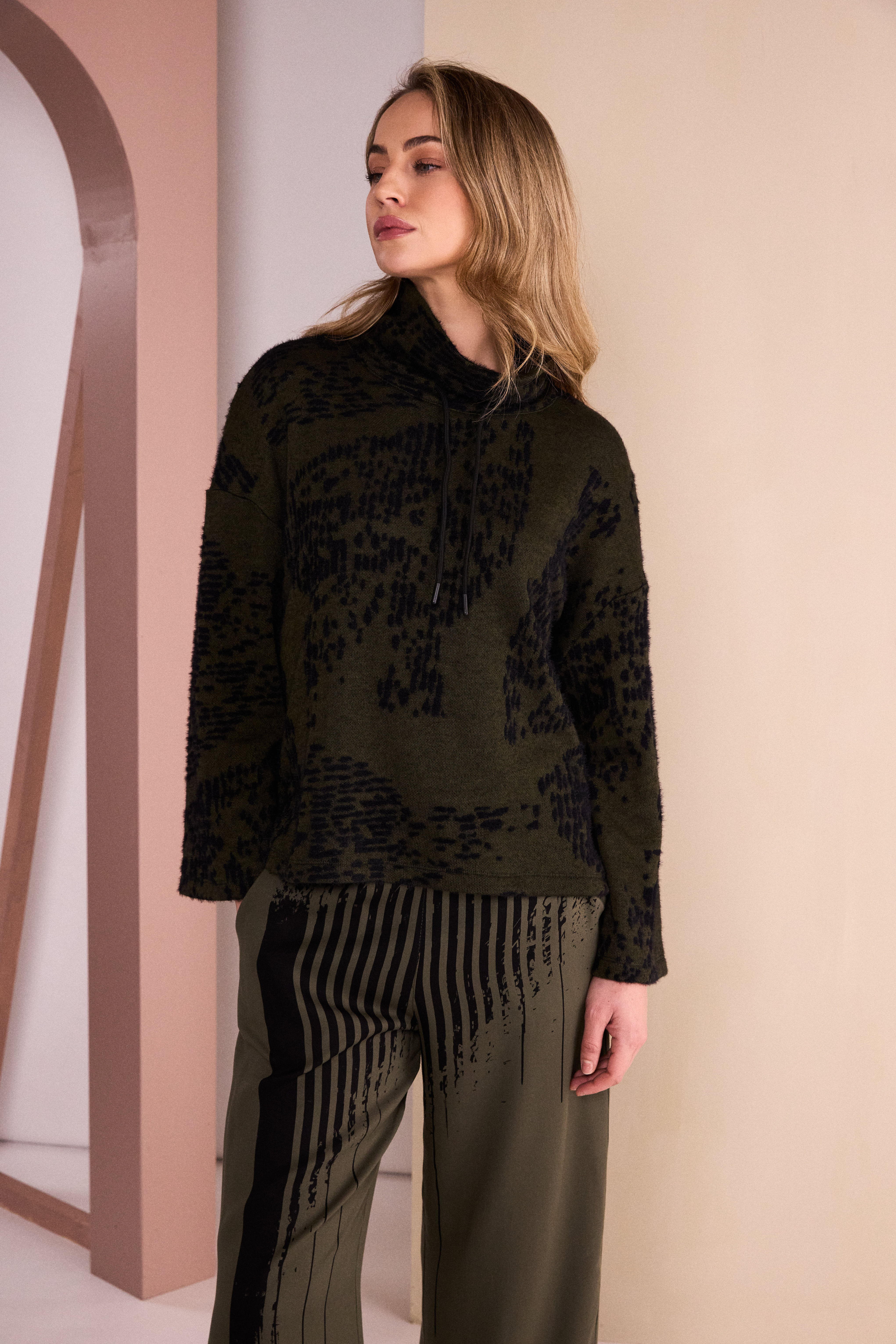 Naya Green Flocked Top