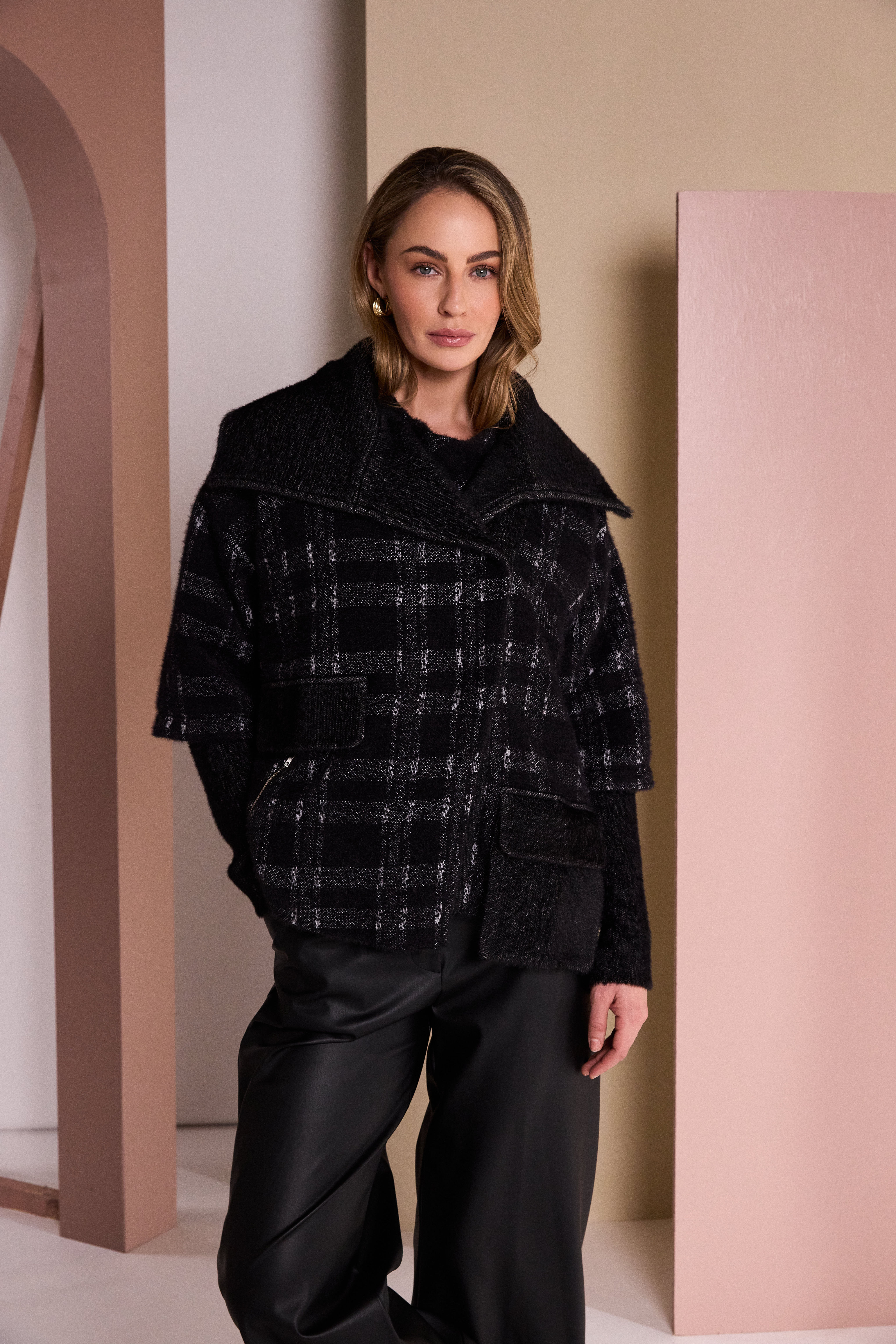 Naya Checked Cuff Detail Jacket