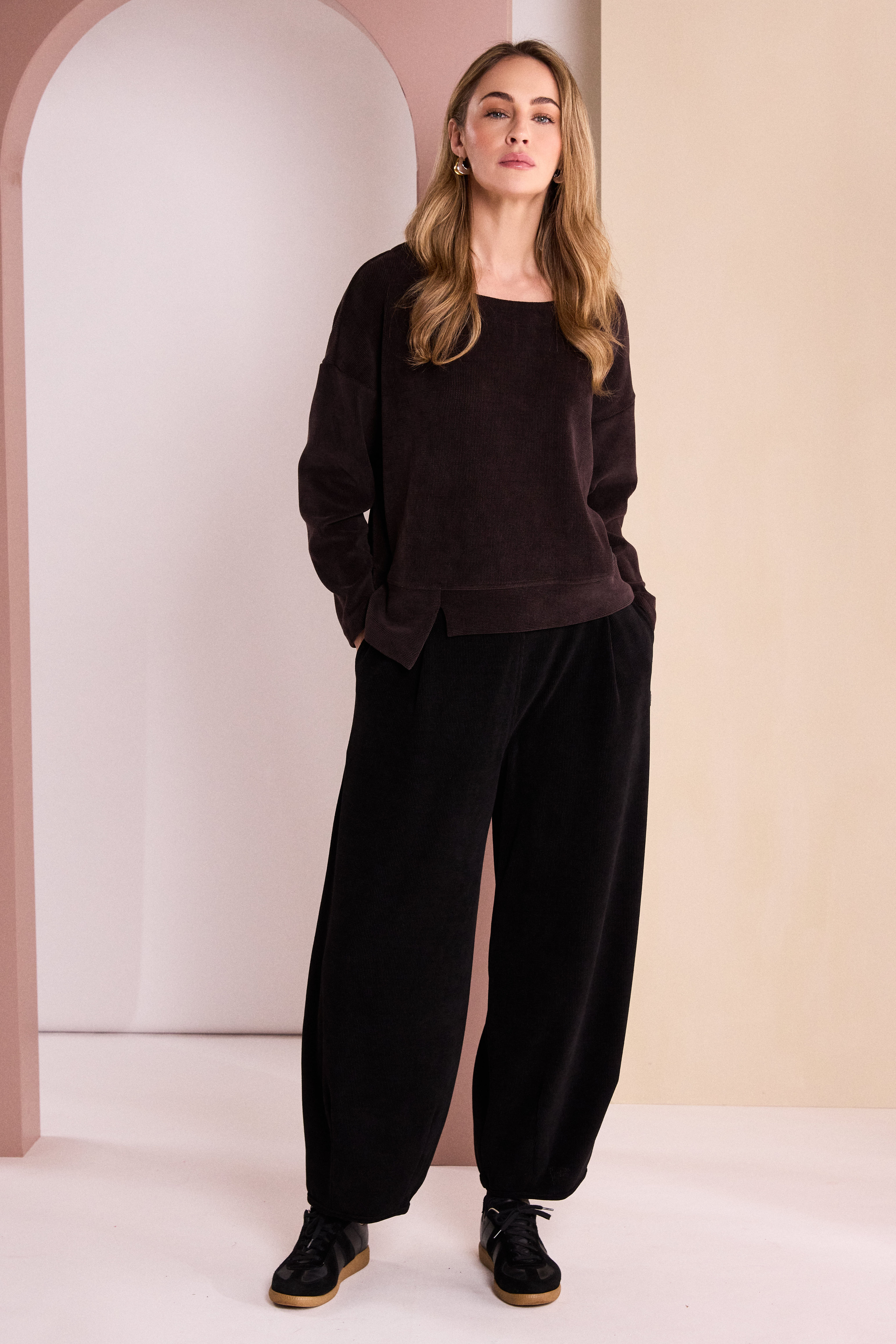 Naya Brown Round Neck Top