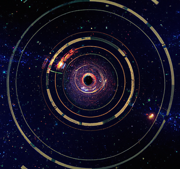 DALL·E 2023-03-21 21.50.40 - looking at the milky way galaxy with a lens and see gravitati