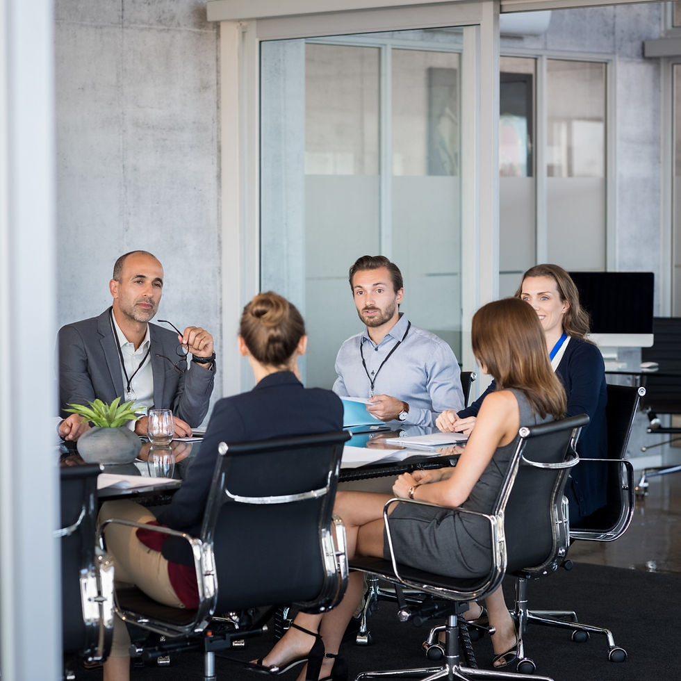 Group of association management professionals in a meeting.