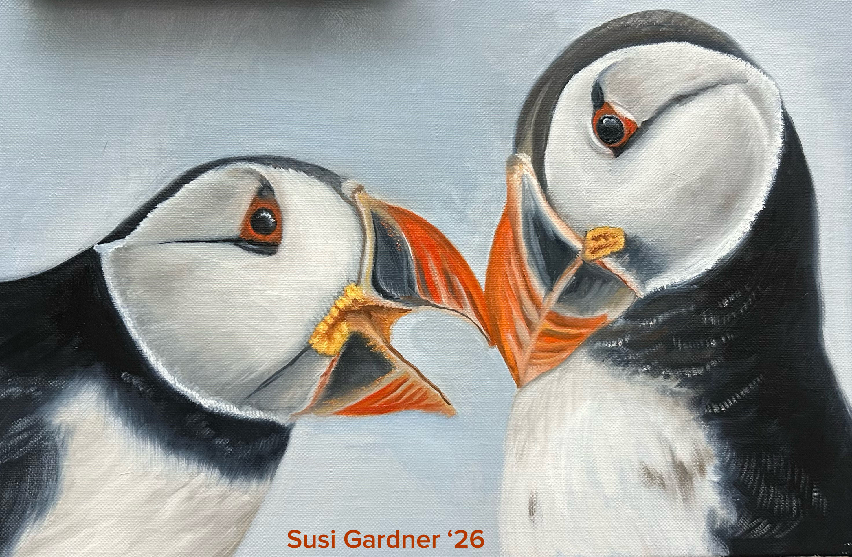 Puffin Love (Original Puffins Painting)