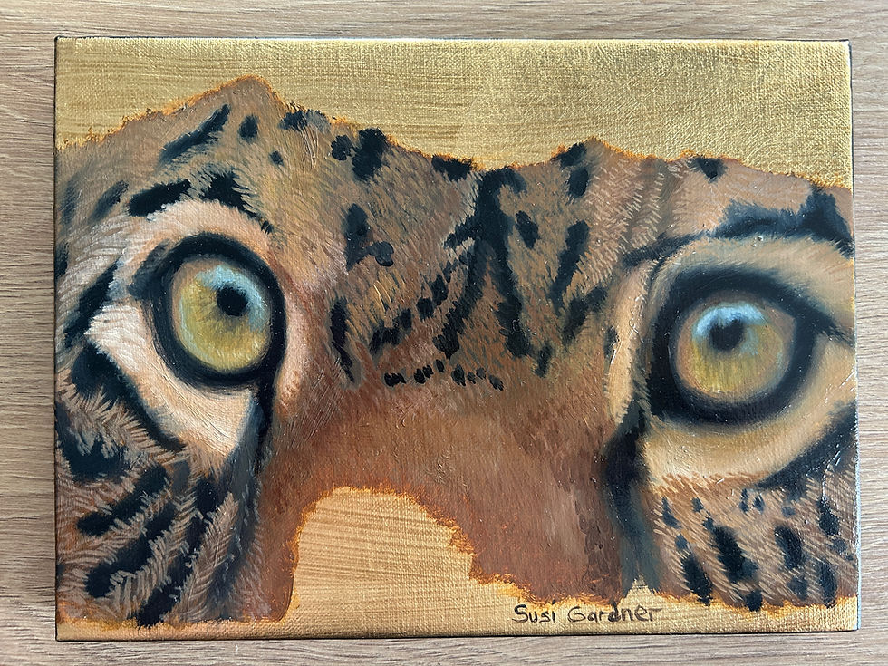 Thumbnail: Jaguar’s eyes (Original Painting on Imitation Gold Leaf)