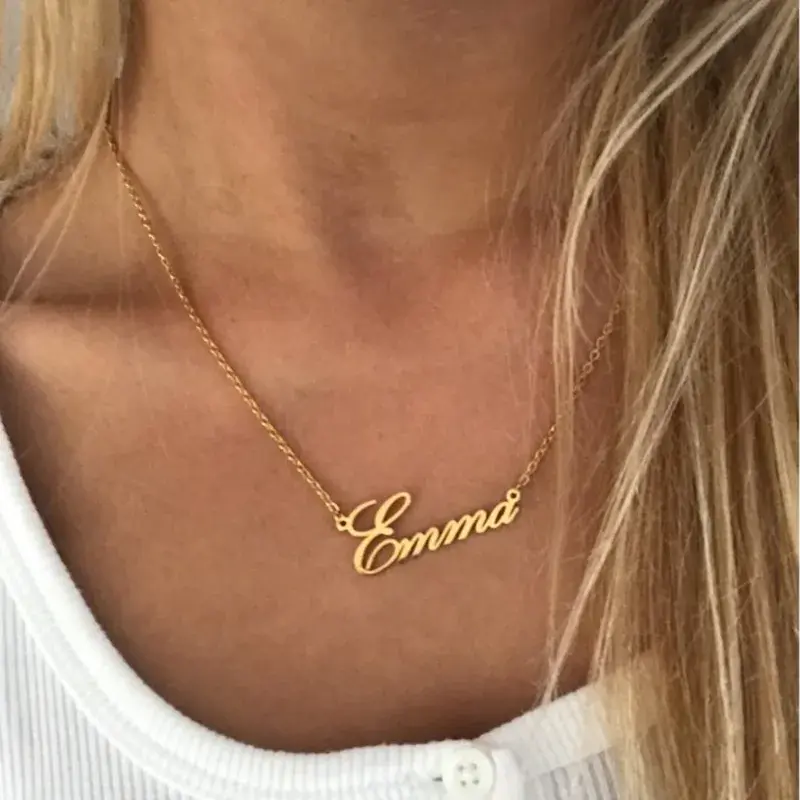 Thumbnail: Atoztide Custom Gold Name Necklace – Stainless Steel Letter Pendant Choker