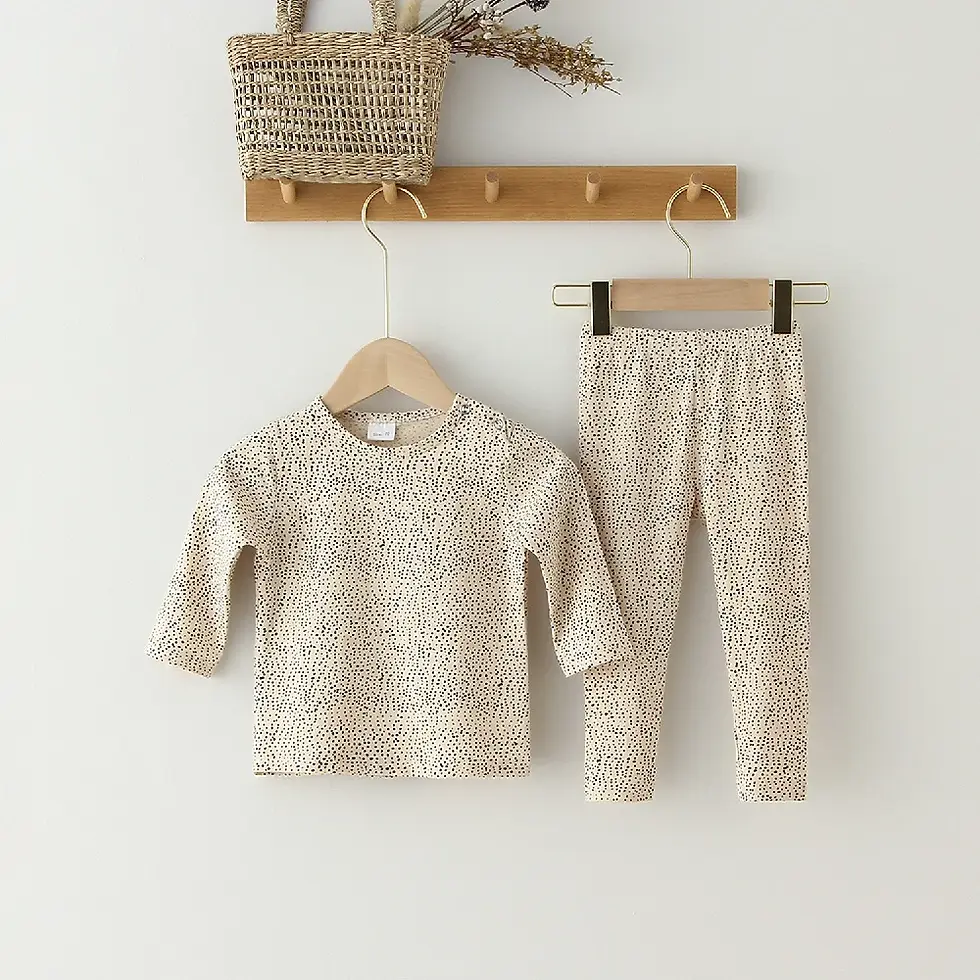 Thumbnail: IBaby Cotton Clothes Set – Dot Pattern T-Shirt & Pants for Boys & Girls