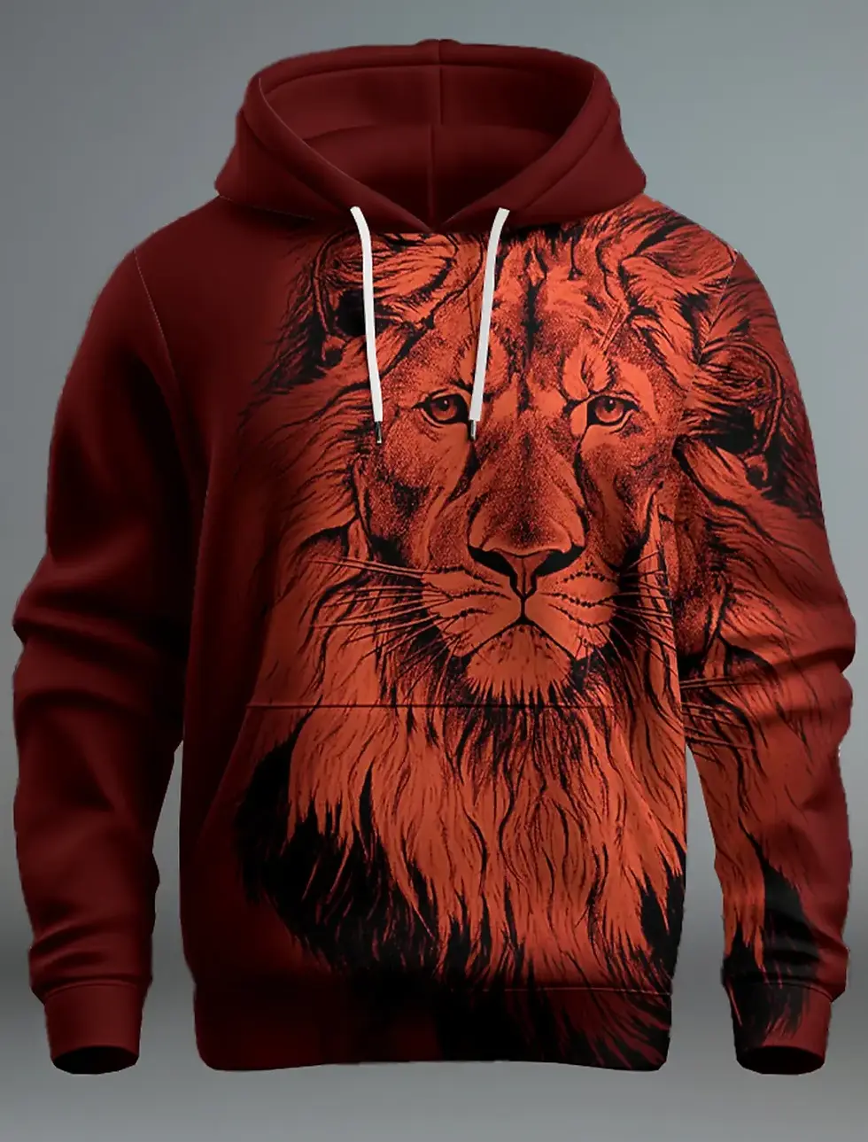 Thumbnail: Men’s Graphic Lion 3D Print Hoodie – Streetwear Long Sleeve Sweatshirt