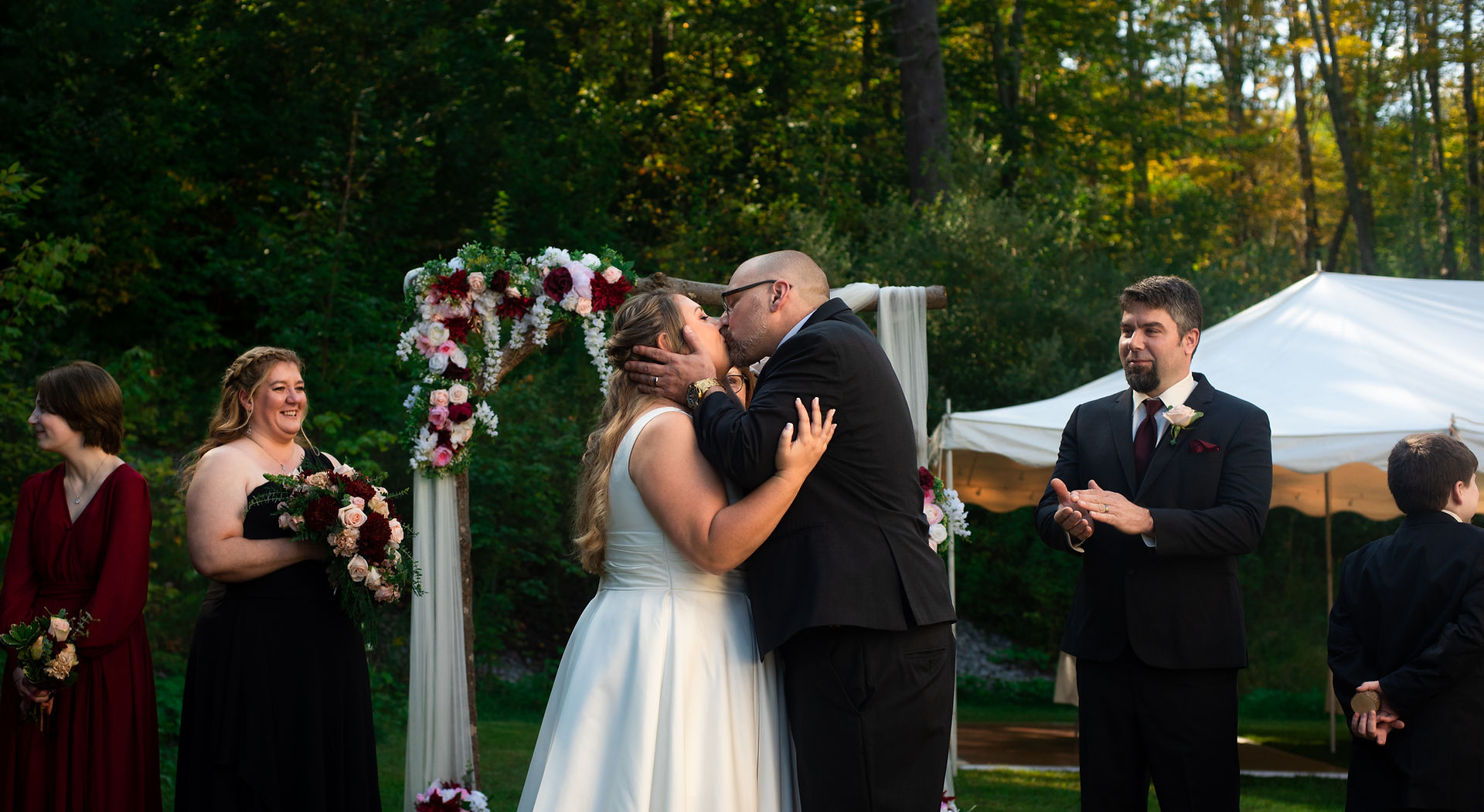 An intimate backyard wedding in Hillsboro, New Hampshire