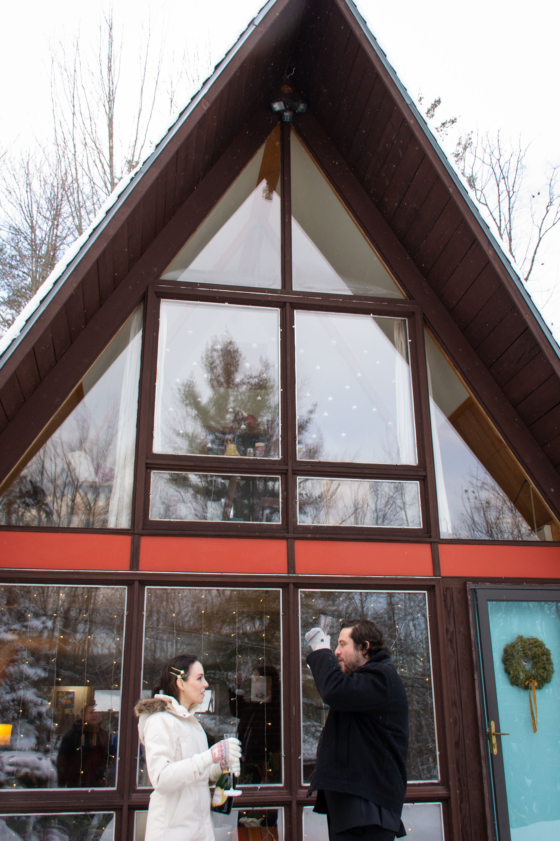 Winter A-Frame Elopement in Bethlehem, NH