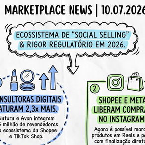 Infográfico com as notícias sobre negócios digitais, ecommerce e marketplaces para a curadoria de notícias do Marketplace News 10/07/2026