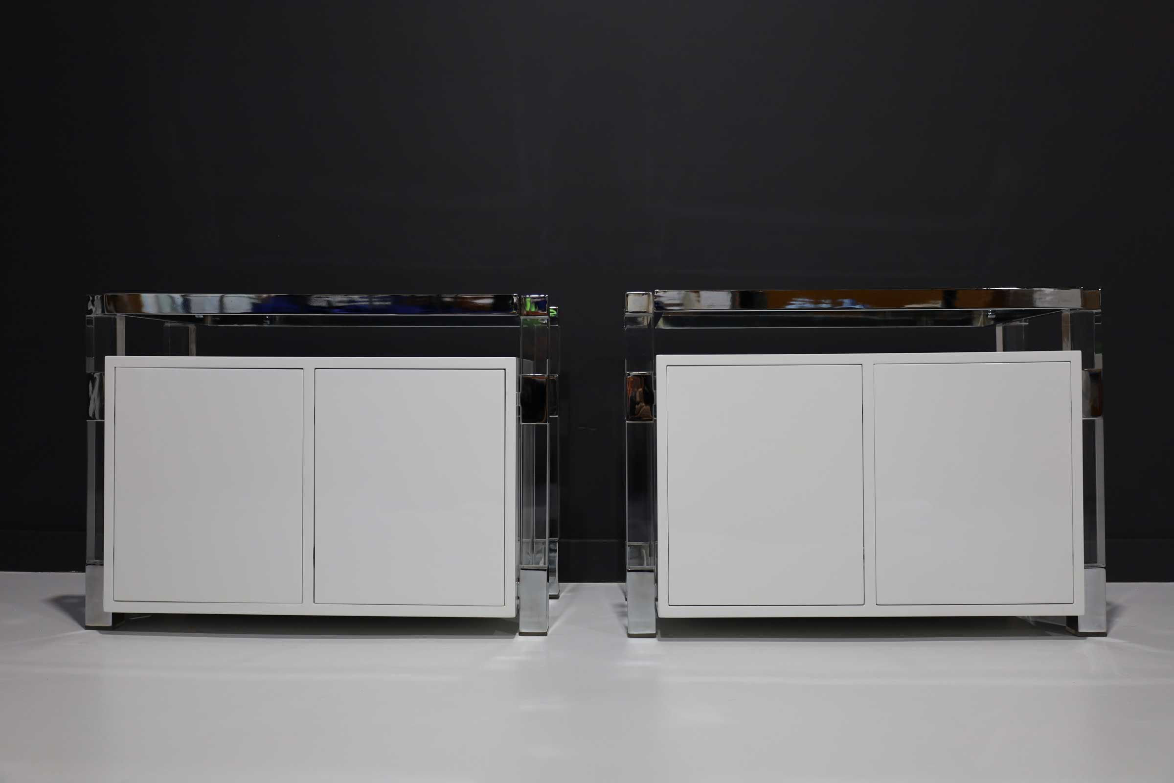 Charles Hollis Jones Metric Series Nightstands in White Lacquer