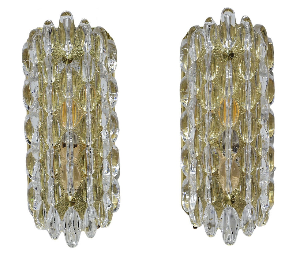 Karl Fagerland for Orrefors Bubble Crystal Wall Sconces Circa20c  lead