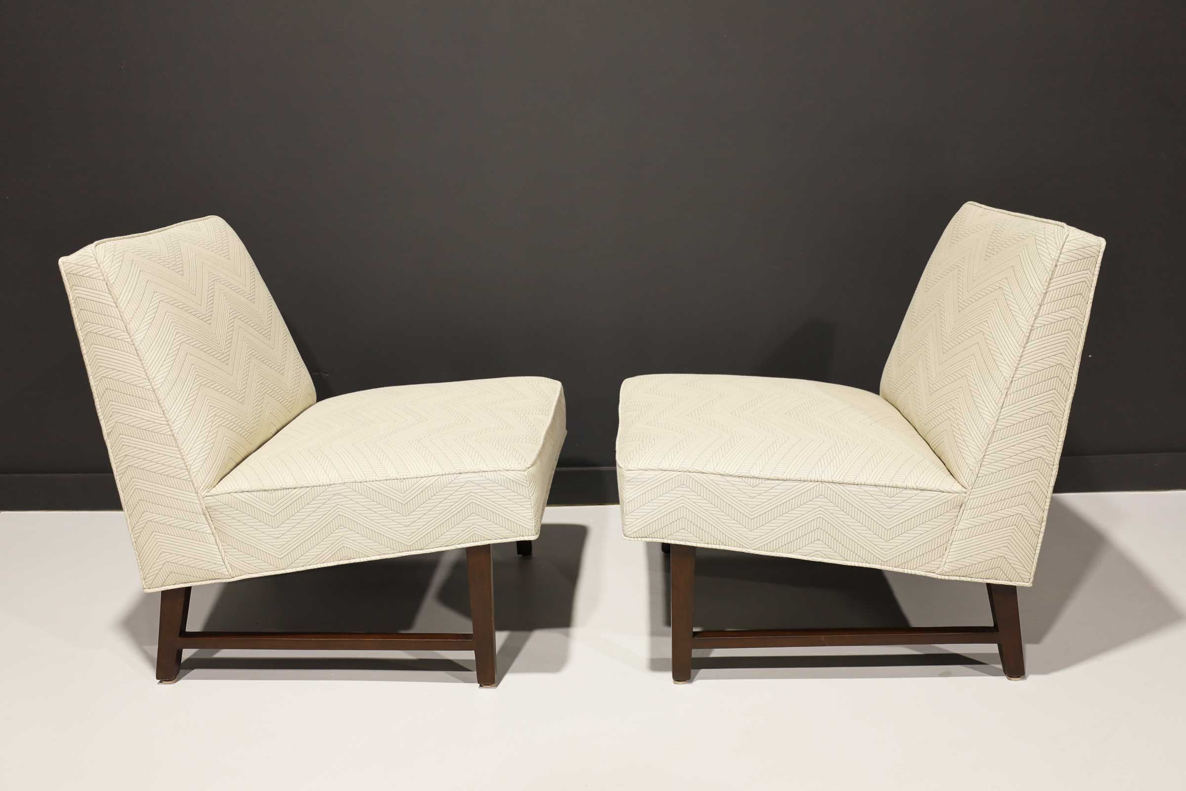 Pair of Edward Wormley for Dunbar Slipper Chairs in Off-White