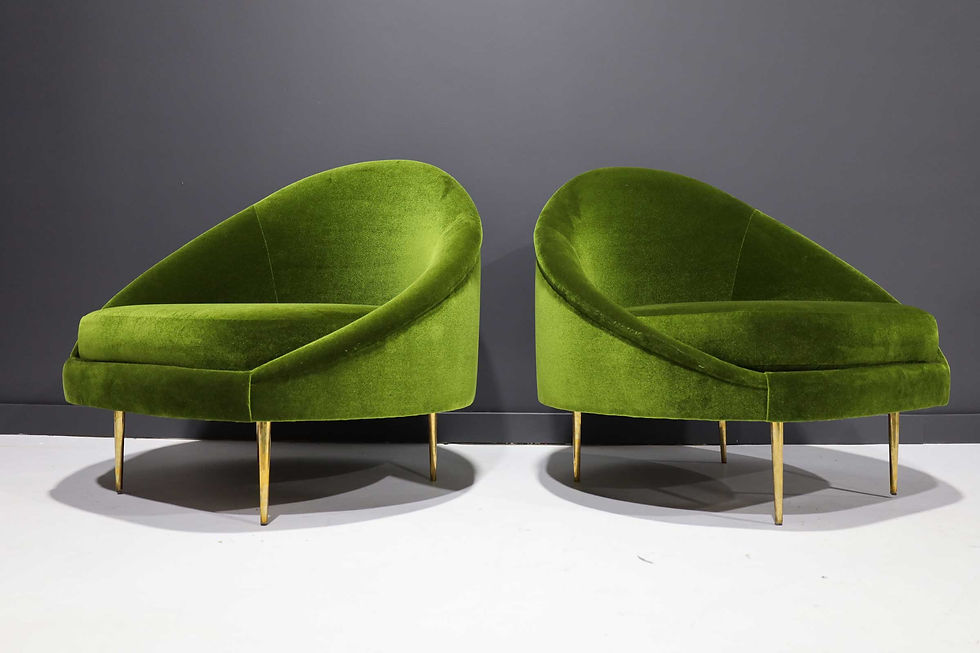 Pair of 1950s Italian Lounge Chairs in Holly Hunt Great Plains Green