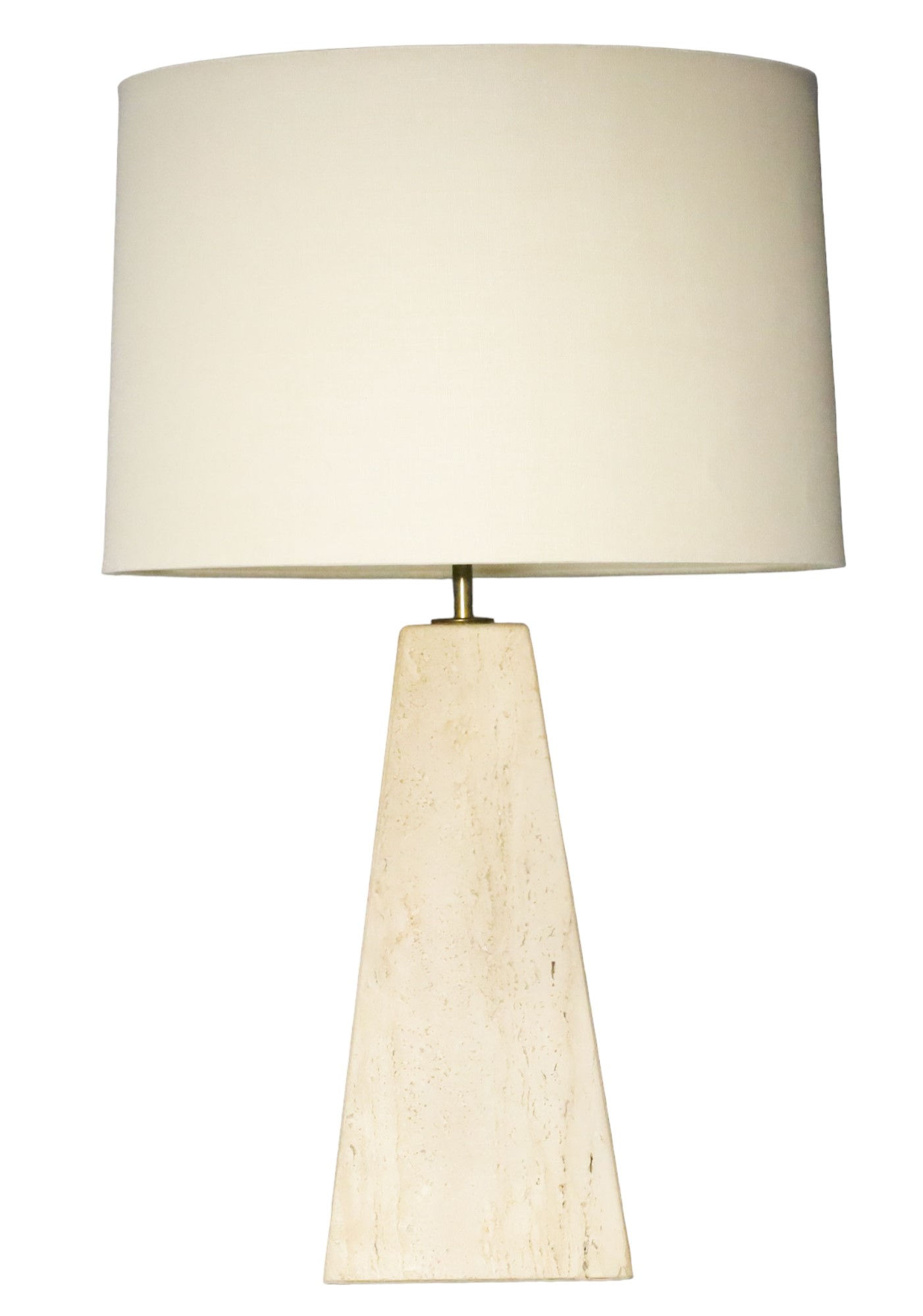 Travertine Base Pyramid Shape Table Lamp circa20c modern lead