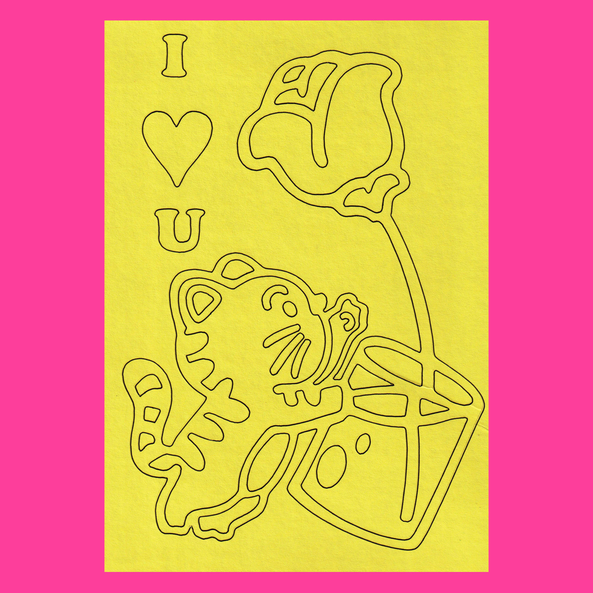 I Love U Kitten with Flowers