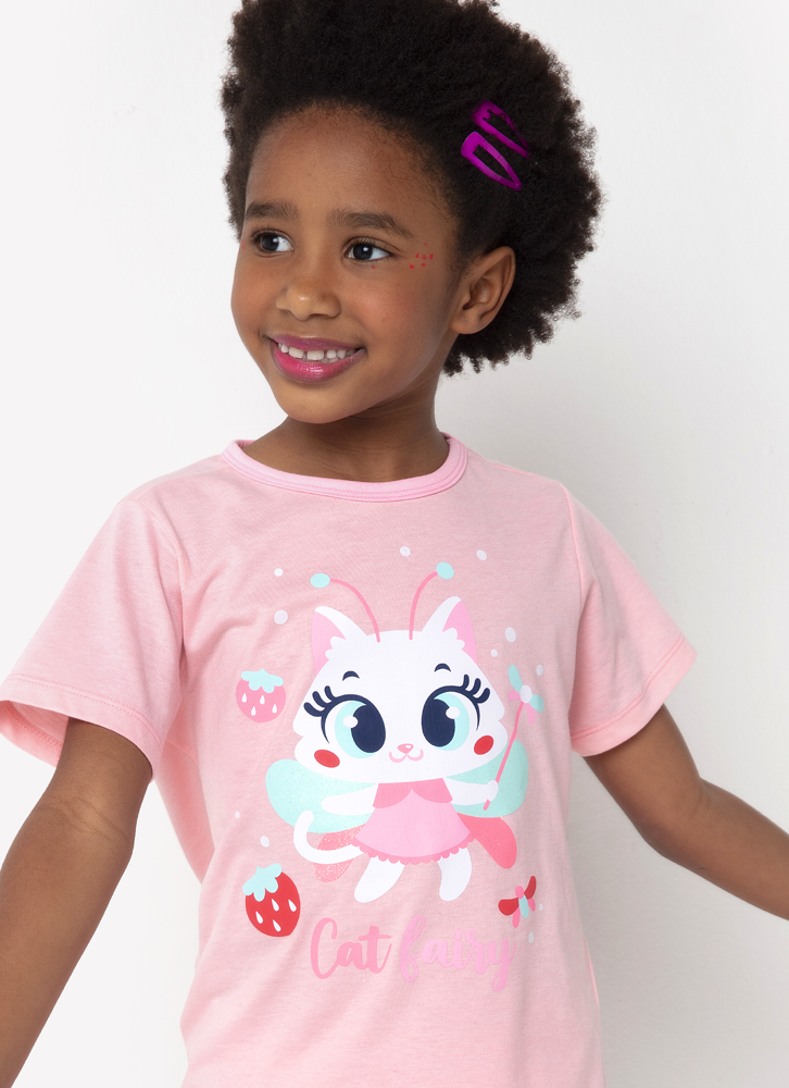 Thumbnail: Short Doll Eco Fairy Cat - Pink (Kids)