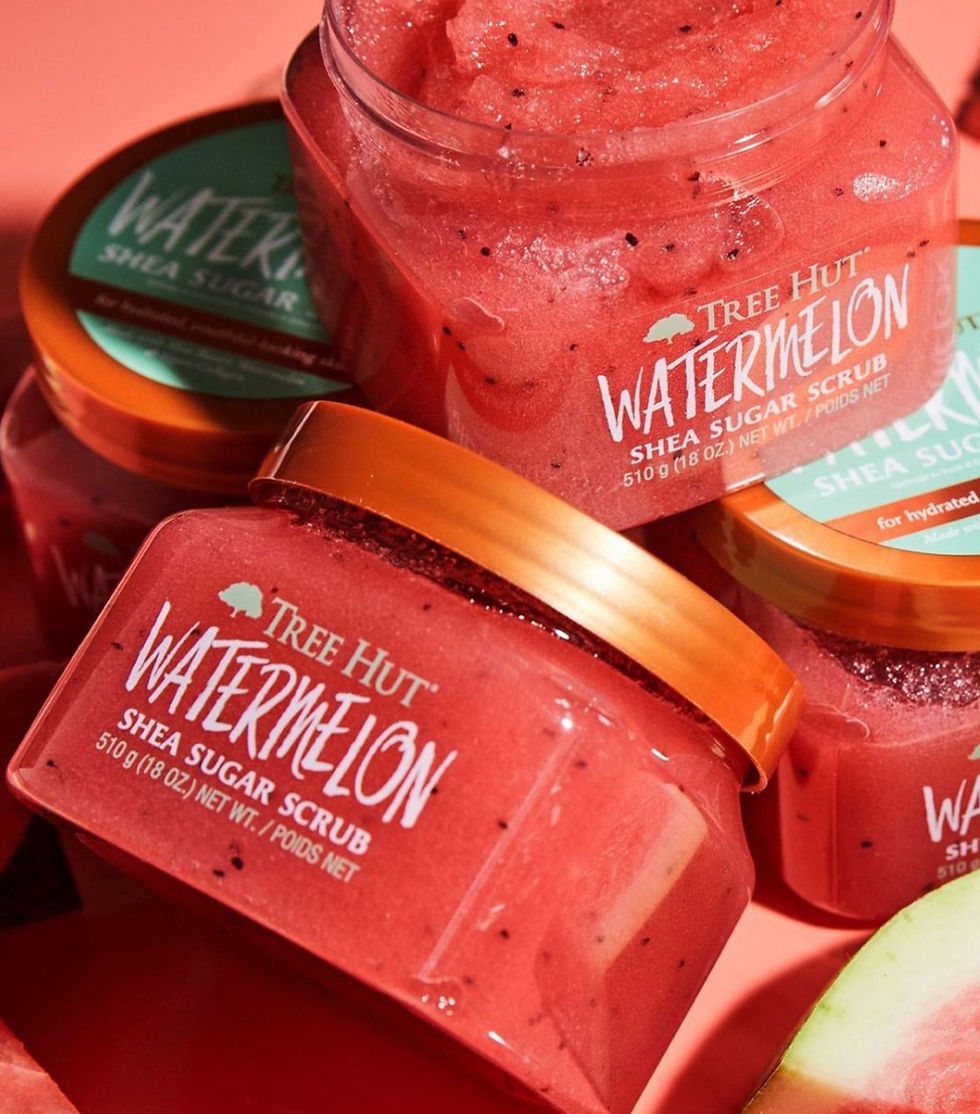 Pote do Esfoliante corporal importado Watermelon Tree Hut 510 gramas um pote ao fundo aberto