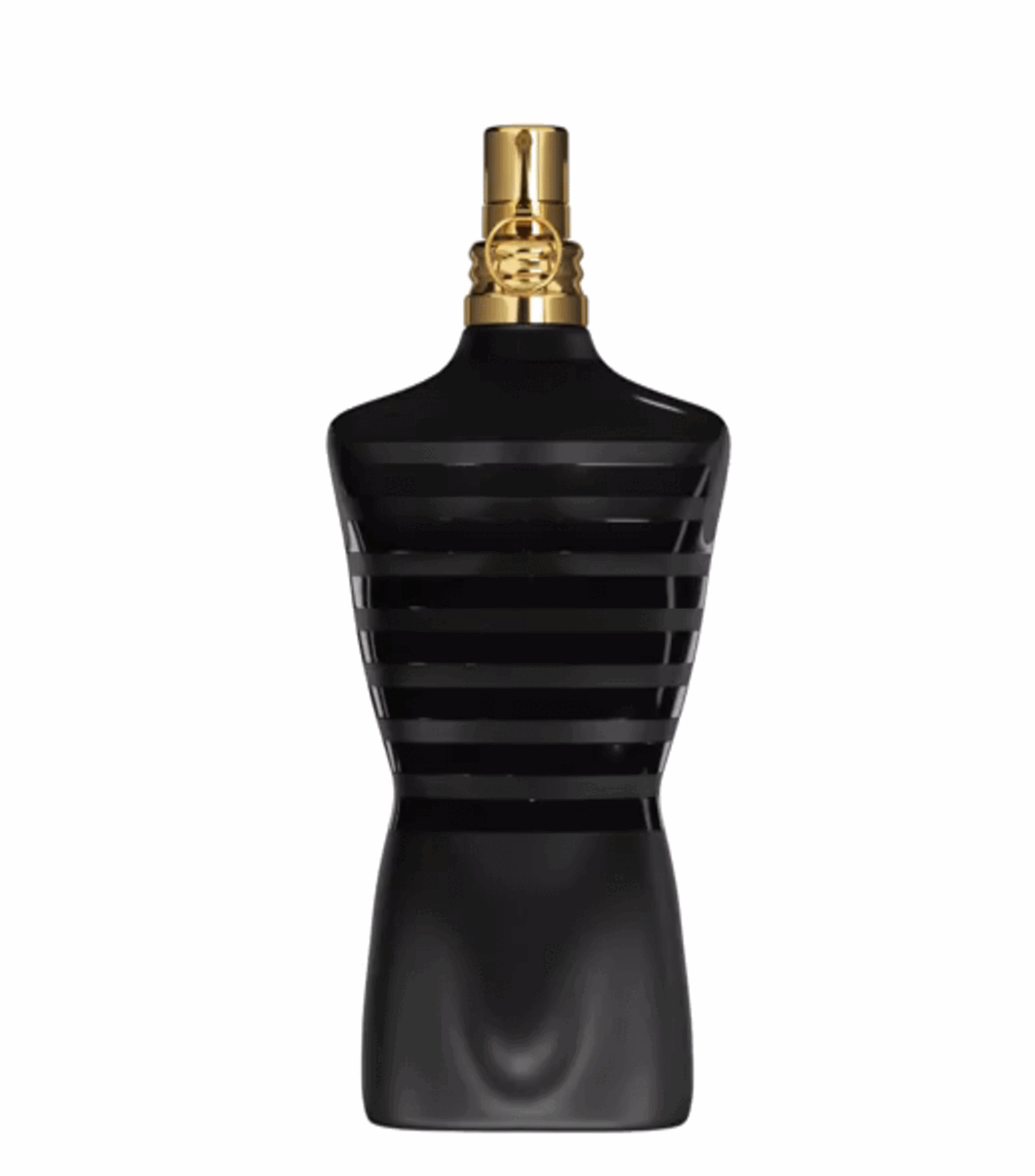 Video em 360 graus mostrando o frasco em formato de busto do perfume Le Male Le Parfum de Jean Paul Gaultier