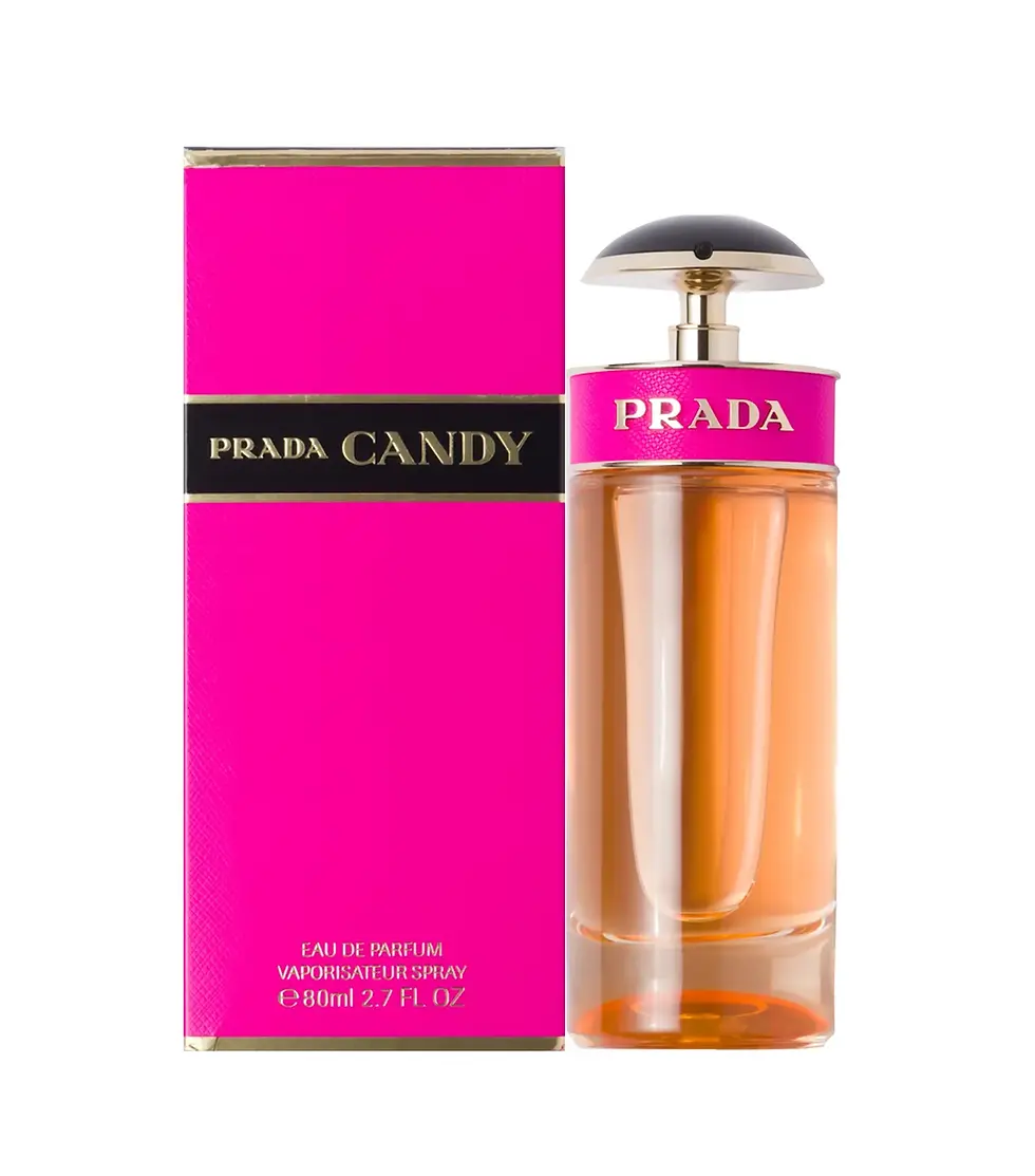 Miniatura: Frasco e caixa em tom rosa choque do perfume feminino Candy Prada eau de parfum 80ml