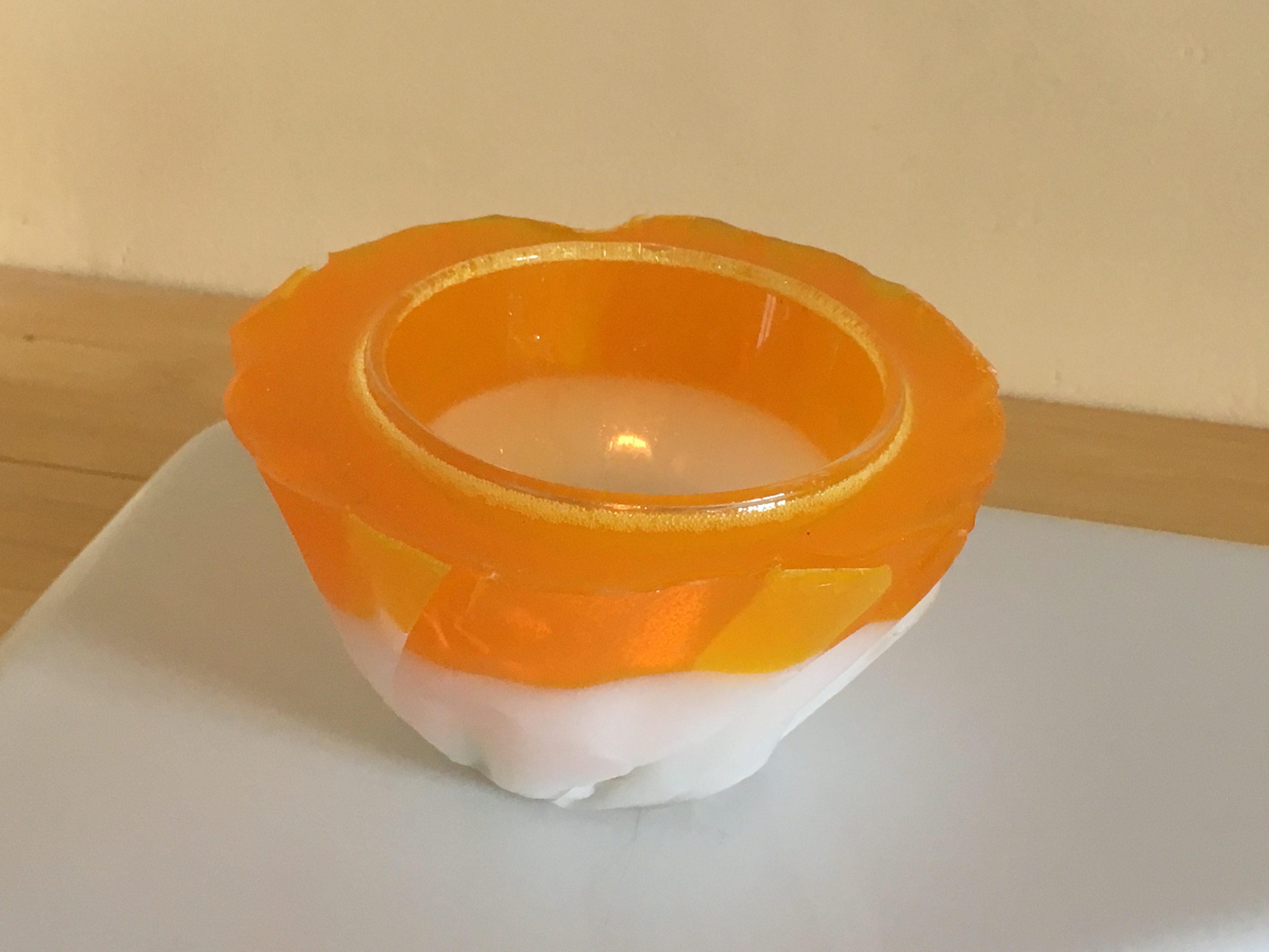 Theelichthouder oranje & wit