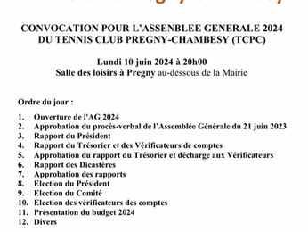 Convocation pour l'assemblée générale 2024