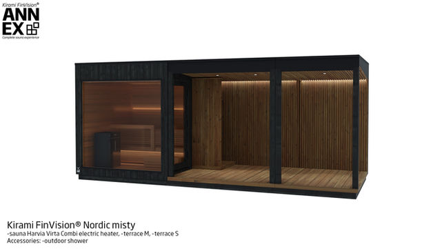 finndream FinVision Nordic misty Sauna Virta Combi Terrasse M und S
