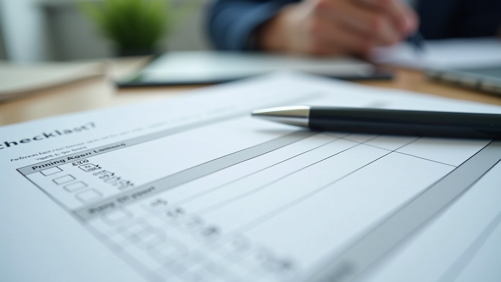 Close-up view of a tax preparation checklist on a desk