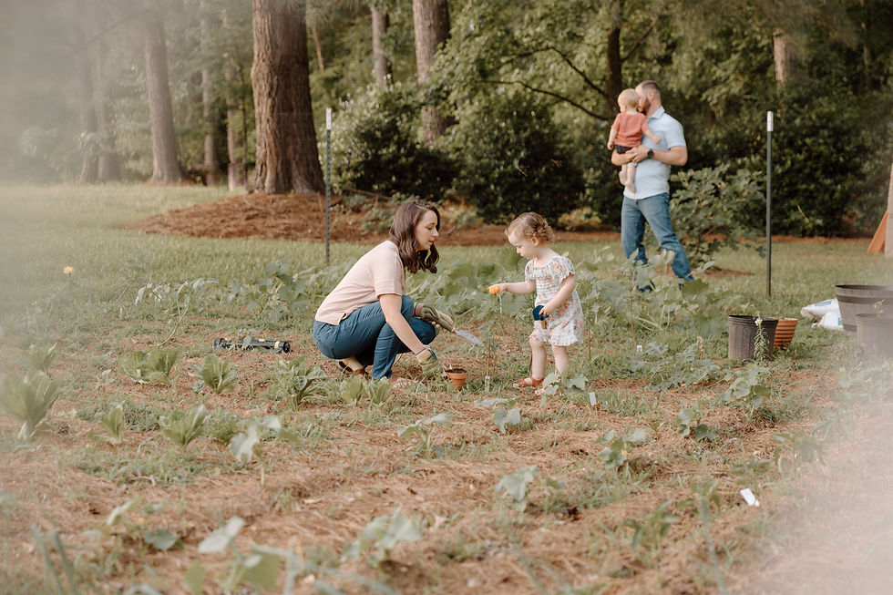 documentary family photography of mom and daughter in the garden